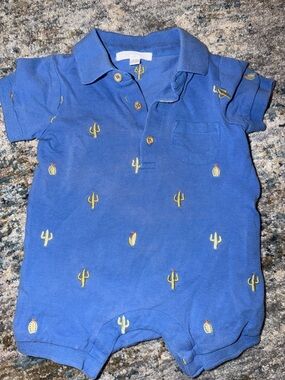 Pure baby Baby Blue Cactus Polo Romper - Kids Shirt & Top-3-6 months